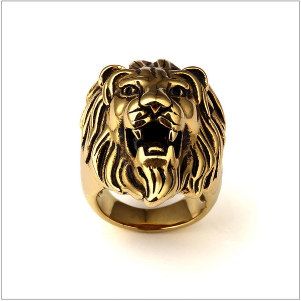 Vintage Golden Oil Lion Head Ring - PLG