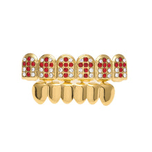 Load image into Gallery viewer, Iced Out Cross Red Teeth Grill Set - PLG