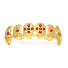 Load image into Gallery viewer, Iced Out Cross Red Teeth Grill Set - PLG