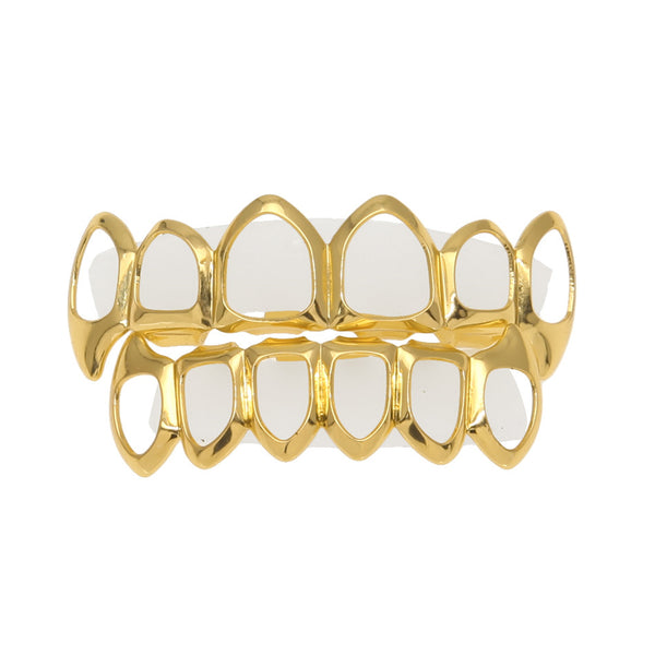 Six Hollow Open Face Gold Mouth Grill - PLG