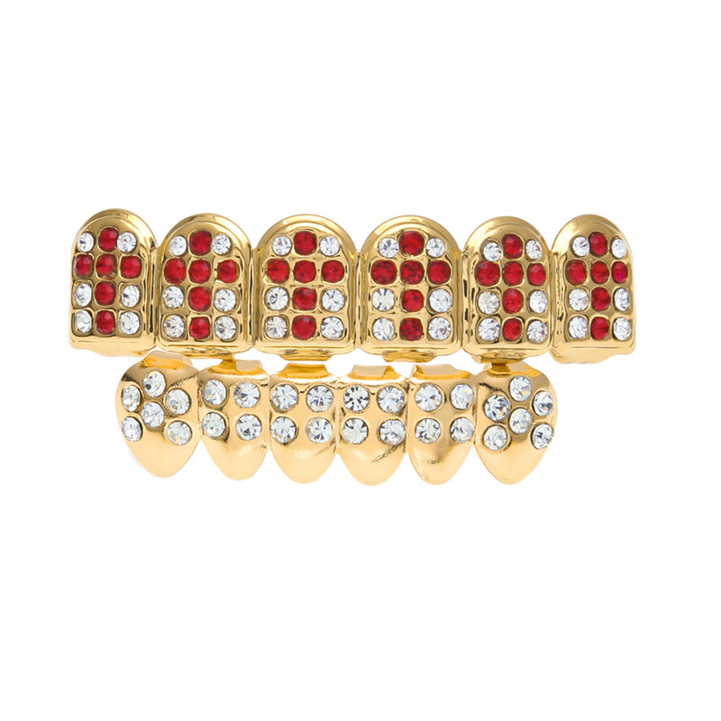 Iced Out Cross Red Teeth Grill Set - PLG