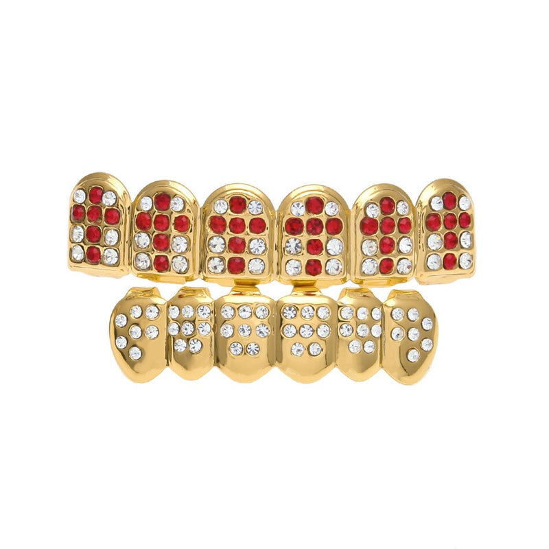 Iced Out Cross Red Teeth Grill Set - PLG
