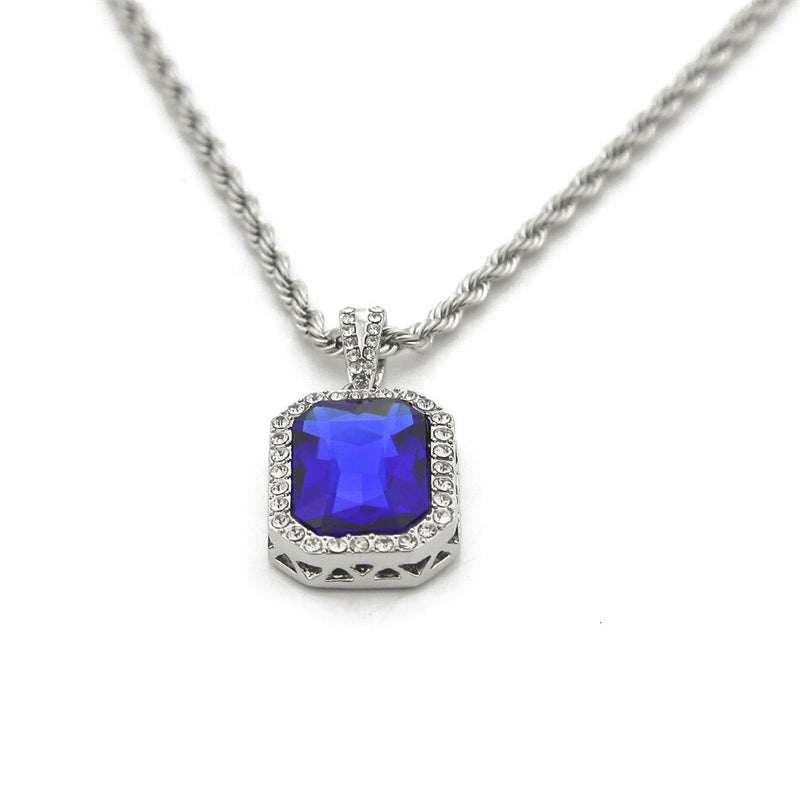 Square Gem Crystal Cuban Pendant - PLG