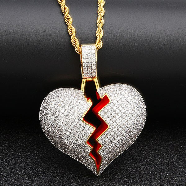 Red Broke Heart Necklace & Pendant - PLG