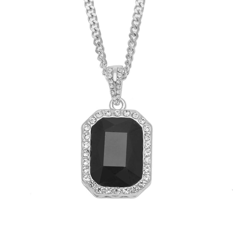 Square Gem Crystal Cuban Pendant - PLG