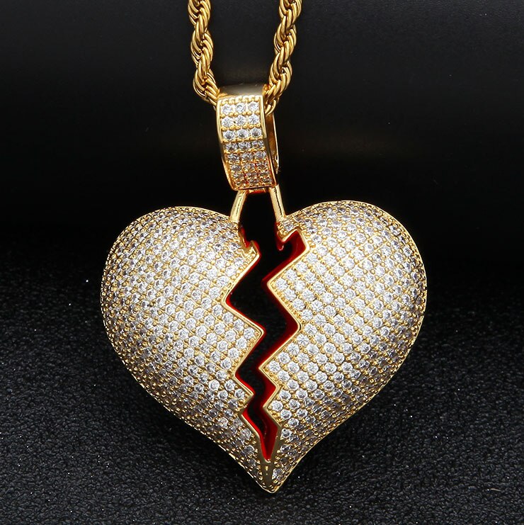 Red Broke Heart Necklace & Pendant - PLG
