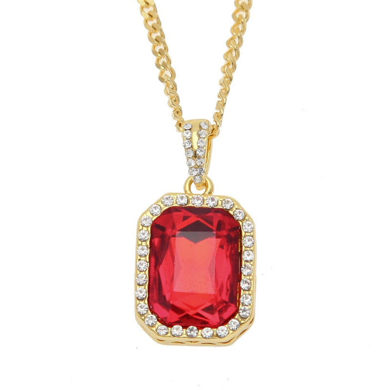 Square Gem Crystal Cuban Pendant - PLG