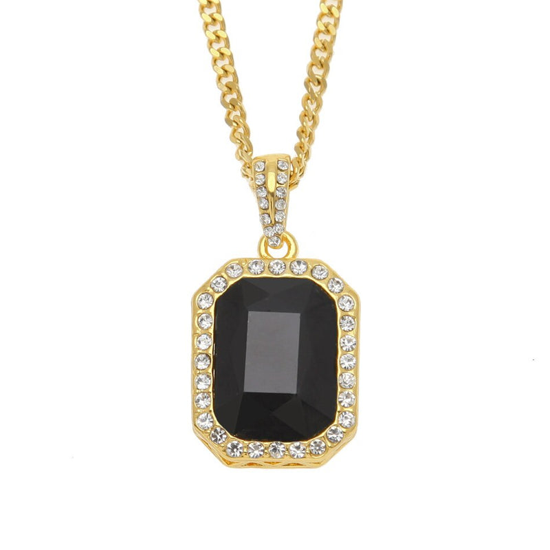 Square Gem Crystal Cuban Pendant - PLG