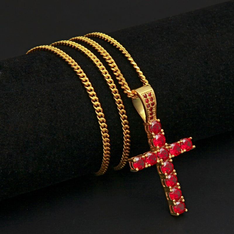 Colored Crystal Cross Pendant - PLG