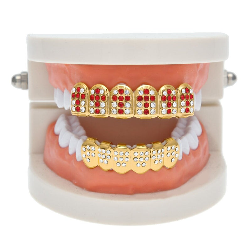 Iced Out Cross Red Teeth Grill Set - PLG