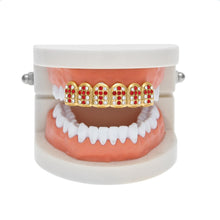 Load image into Gallery viewer, Iced Out Cross Red Teeth Grill Set - PLG