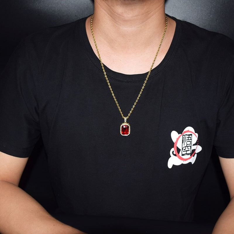 Square Gem Crystal Cuban Pendant - PLG