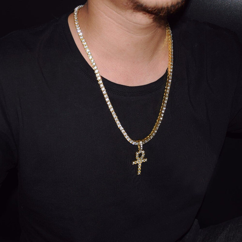 Iced out Hip Hop Egyptian Cross Pendant - PLG