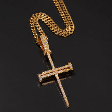 Load image into Gallery viewer, 18k Gold Plated Nail Cross - PLG
