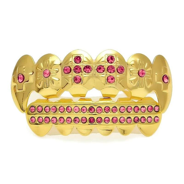 Iced Out Cross Red Teeth Grill Set - PLG