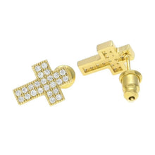Load image into Gallery viewer, Cross Shine Iced Out Stud Earrings - PLG