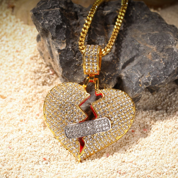 Broke Heart With Band Aid Pendant - PLG
