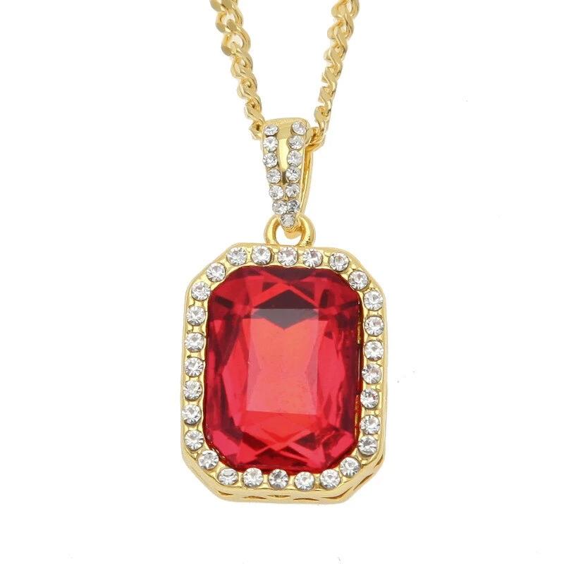 Square Gem Crystal Cuban Pendant - PLG