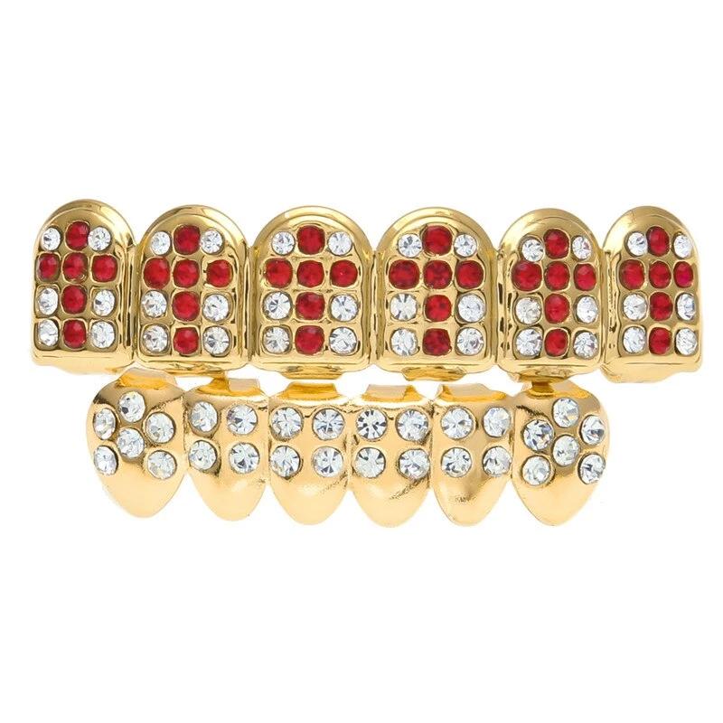 Iced Out Cross Red Teeth Grill Set - PLG