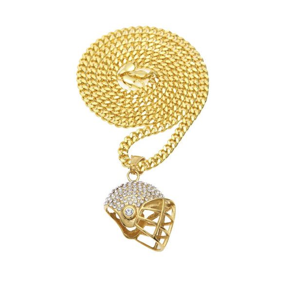 Pave Sport Football Baseball Helmet Pendant - PLG
