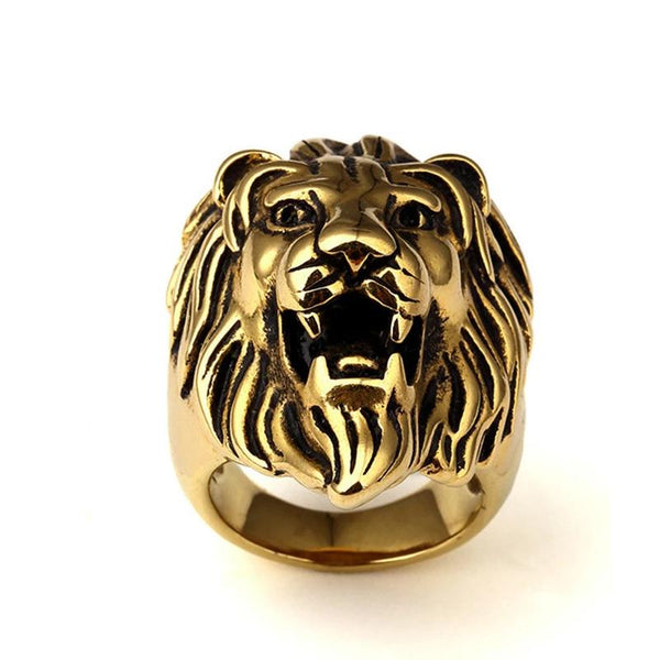 Vintage Golden Oil Lion Head Ring - PLG