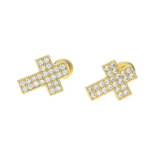 Load image into Gallery viewer, Cross Shine Iced Out Stud Earrings - PLG