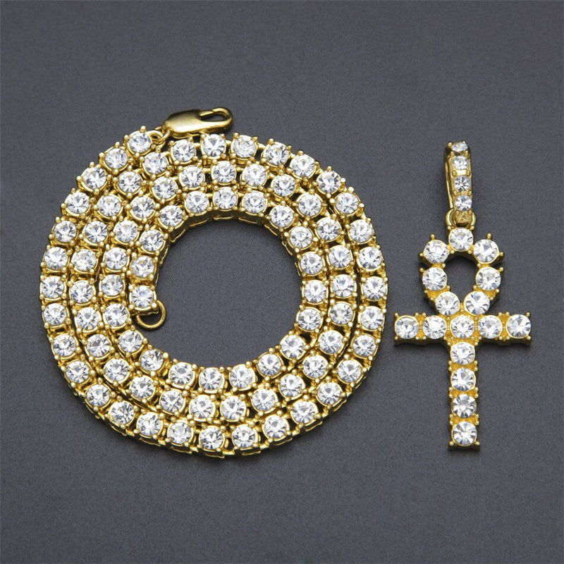 Iced out Hip Hop Egyptian Cross Pendant - PLG