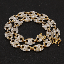 Load image into Gallery viewer, 13mm Coffee Bean Link Rhinestone Necklace - PLG